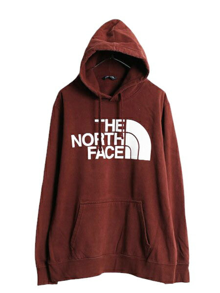 ノースフェイス プリント スウェット フード パーカー メンズ XL / The North Face プルオーバー 裏起毛 トレーナー アウトドア ブラウン