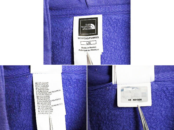 US企画 ノースフェイス プリント スウェット フード パーカー レディース L 古着 The North Face プルオーバー 裏起毛 トレーナー パープル