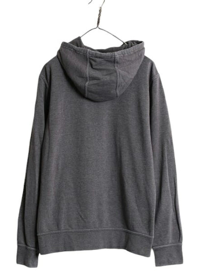 ノースフェイス プリント スウェット フード パーカー メンズ L 古着 The North Face 裏起毛 トレーナー プルオーバー アウトドア ツートン