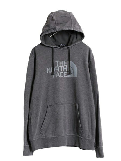 ノースフェイス プリント スウェット フード パーカー メンズ L 古着 The North Face 裏起毛 トレーナー プルオーバー アウトドア ツートン
