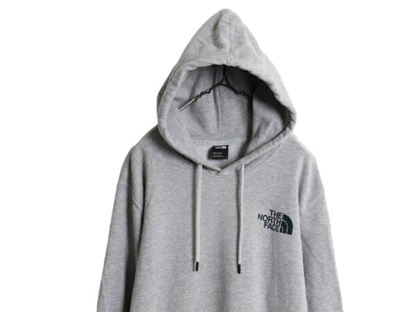 US企画 ノースフェイス 両面 プリント スウェット フード パーカー メンズ L 古着 The North Face 裏起毛 トレーナー プルオーバー グレー