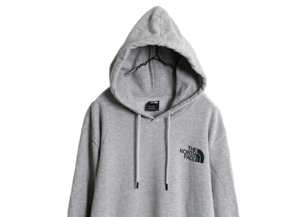 US企画 ノースフェイス 両面 プリント スウェット フード パーカー メンズ L 古着 The North Face 裏起毛 トレーナー プルオーバー グレー