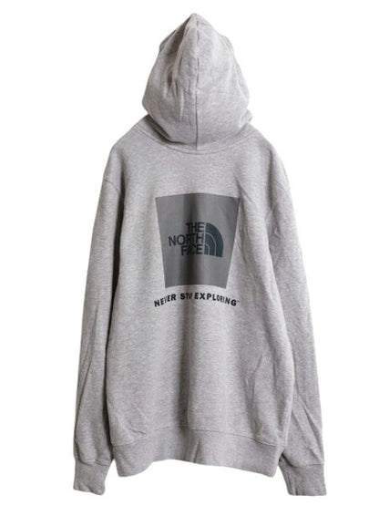 US企画 ノースフェイス 両面 プリント スウェット フード パーカー メンズ L 古着 The North Face 裏起毛 トレーナー プルオーバー グレー