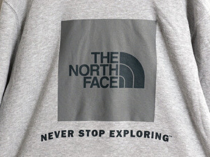 US企画 ノースフェイス 両面 プリント スウェット フード パーカー メンズ L 古着 The North Face 裏起毛 トレーナー プルオーバー グレー