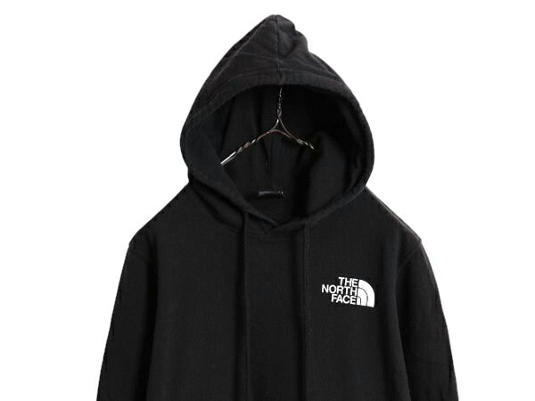 ノースフェイス 両面 プリント スウェット フード パーカー レディース М / 古着 The North Face トレーナー アウトドア プルオーバー 黒
