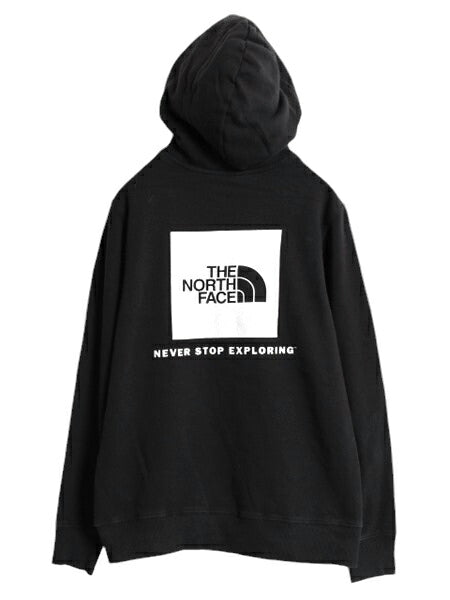ノースフェイス 両面 プリント スウェット フード パーカー レディース М / 古着 The North Face トレーナー アウトドア プルオーバー 黒