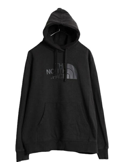 ノースフェイス プリント スウェット フード パーカー メンズ L 古着 The North Face アウトドア プルオーバー 裏起毛 トレーナー ブラック