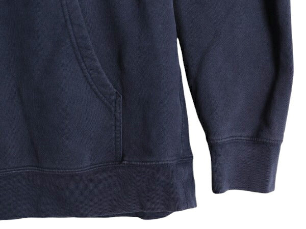 US企画 ノースフェイス プリント スウェット フード パーカー メンズ L 古着 The North Face プルオーバー トレーナー アウトドア ネイビー