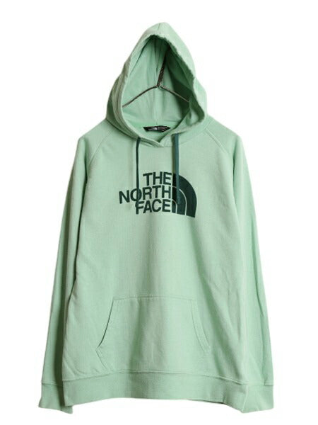 ノースフェイス プリント スウェット フード パーカー レディース L The North Face アウトドア プルオーバー 裏起毛 トレーナー グリーン