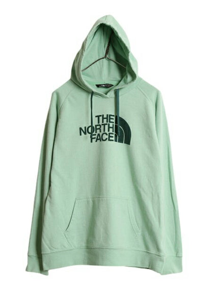 ノースフェイス プリント スウェット フード パーカー レディース L The North Face アウトドア プルオーバー 裏起毛 トレーナー グリーン