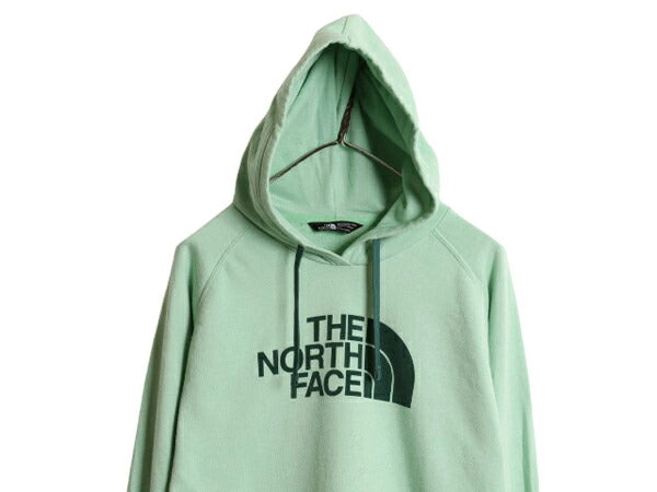 ノースフェイス プリント スウェット フード パーカー レディース L The North Face アウトドア プルオーバー 裏起毛 トレーナー グリーン