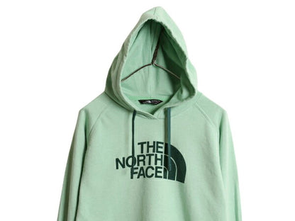 ノースフェイス プリント スウェット フード パーカー レディース L The North Face アウトドア プルオーバー 裏起毛 トレーナー グリーン