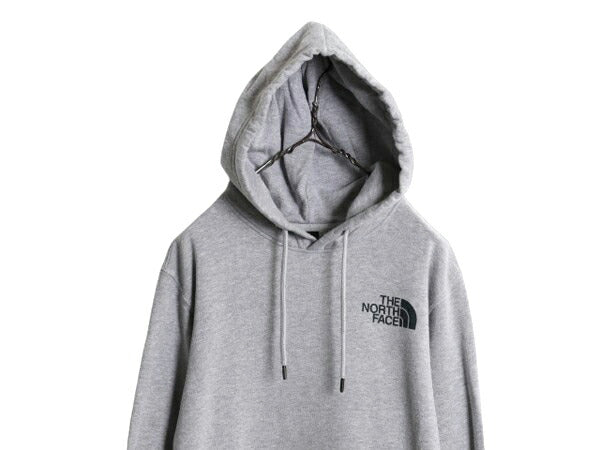 US企画 ノースフェイス プリント スウェット フード パーカー メンズ S / 古着 The North Face 裏起毛 トレーナー 灰 プルオーバー グレー