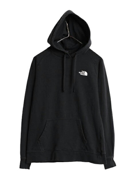 US企画 ノースフェイス 両面 プリント スウェット フード パーカー レディース S 古着 The North Face プルオーバー 裏起毛 トレーナー 黒