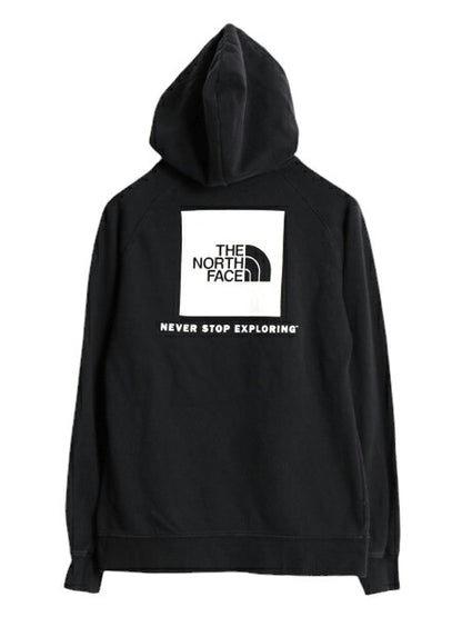 US企画 ノースフェイス 両面 プリント スウェット フード パーカー レディース S 古着 The North Face プルオーバー 裏起毛 トレーナー 黒