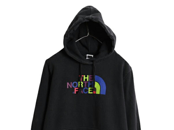 ノースフェイス プリント スウェット フード パーカー レディース L / 古着 The North Face アウトドア トレーナー 裏起毛 プルオーバー 黒