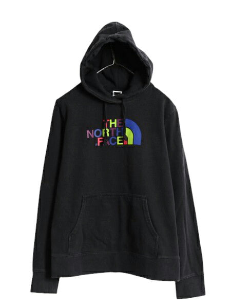 ノースフェイス プリント スウェット フード パーカー レディース L / 古着 The North Face アウトドア トレーナー 裏起毛 プルオーバー 黒