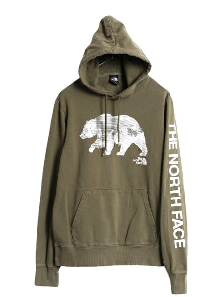 ノースフェイス ベア イラスト プリント スウェット フード パーカー メンズ S The North Face プルオーバー 裏起毛 アウトドア 袖プリント