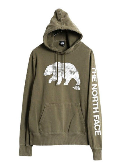 ノースフェイス ベア イラスト プリント スウェット フード パーカー メンズ S The North Face プルオーバー 裏起毛 アウトドア 袖プリント