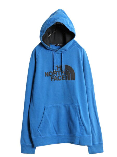 US企画 ノースフェイス ロゴ 刺繍 スウェット フード パーカー メンズ L The North Face プルオーバー トレーナー アウトドア 前V ツートン