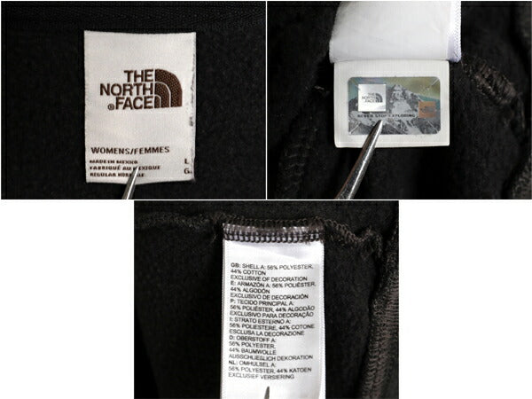 ノースフェイス フルジップ スウェット フード パーカー レディース L / The North Face アウトドア トレーナー 裏起毛 ワンポイント 濃灰