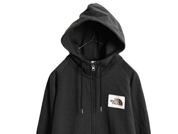 ノースフェイス フルジップ スウェット フード パーカー レディース L / The North Face アウトドア トレーナー 裏起毛 ワンポイント 濃灰