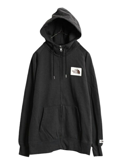 ノースフェイス フルジップ スウェット フード パーカー レディース L / The North Face アウトドア トレーナー 裏起毛 ワンポイント 濃灰
