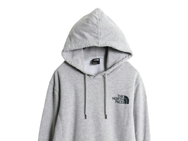 US企画 ノースフェイス プリント スウェット フード パーカー メンズ М / 古着 The North Face 裏起毛 トレーナー 灰 プルオーバー グレー
