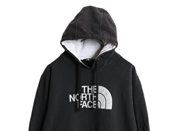 US企画 ノースフェイス プリント スウェット フード パーカー メンズ XL The North Face トレーナー アウトドア プルオーバー ツートン 黒