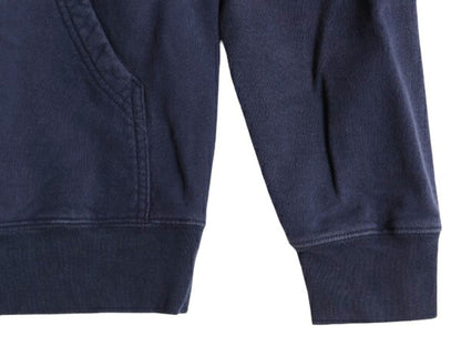 ノースフェイス プリント スウェット フード パーカー メンズ L 古着 The North Face プルオーバー 裏起毛 トレーナー アウトドア ネイビー