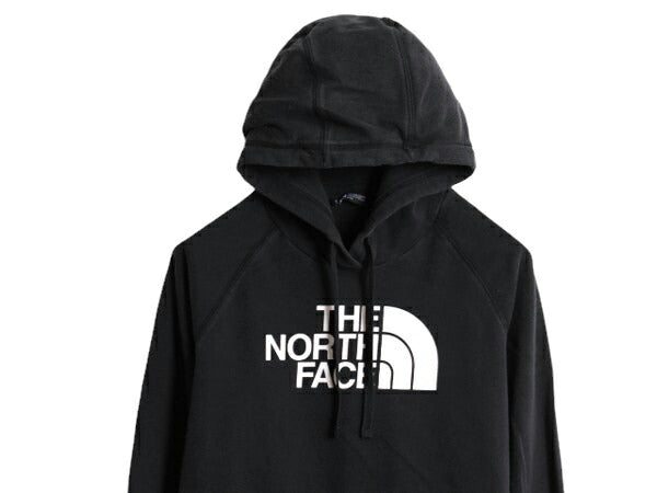 ノースフェイス プリント スウェット フード パーカー レディース М The North Face アウトドア プルオーバー 裏起毛 トレーナー 黒 薄手