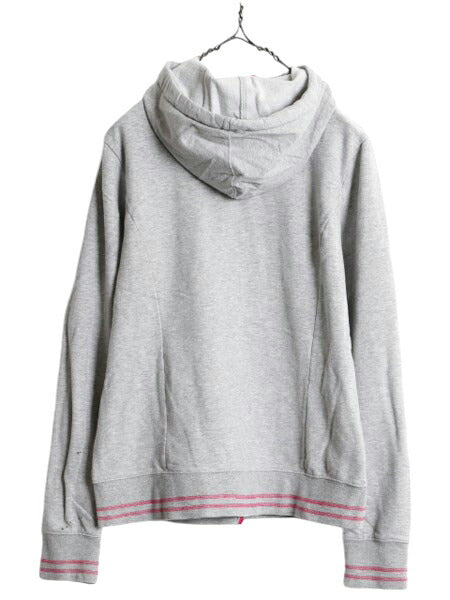 ノースフェイス フルジップ スウェット パーカー レディース L / 古着 The North Face 灰 アウトドア トレーナー ストレッチ 裏起毛 グレー