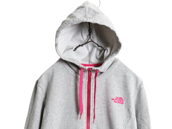 ノースフェイス フルジップ スウェット パーカー レディース L / 古着 The North Face 灰 アウトドア トレーナー ストレッチ 裏起毛 グレー