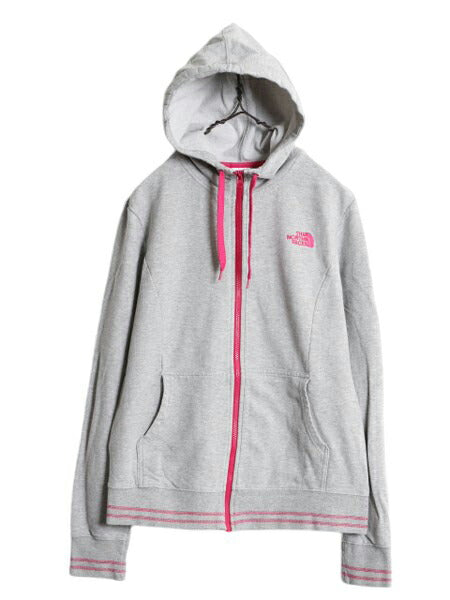 ノースフェイス フルジップ スウェット パーカー レディース L / 古着 The North Face 灰 アウトドア トレーナー ストレッチ 裏起毛 グレー