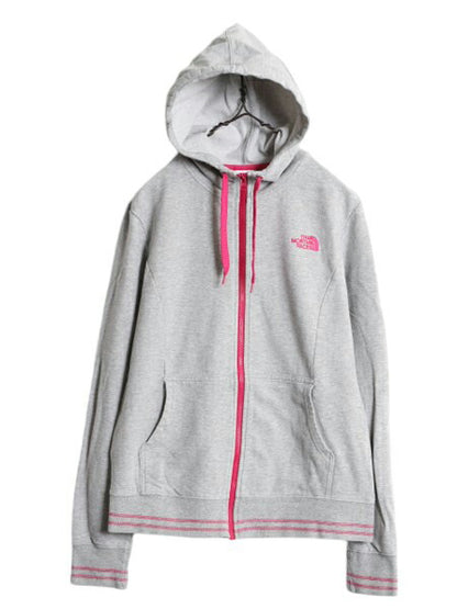 ノースフェイス フルジップ スウェット パーカー レディース L / 古着 The North Face 灰 アウトドア トレーナー ストレッチ 裏起毛 グレー
