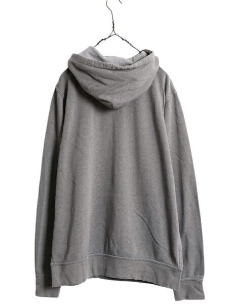 ノースフェイス プリント スウェット フード パーカー メンズ L 古着 The North Face プルオーバー トレーナー 裏起毛 アウトドア グレー