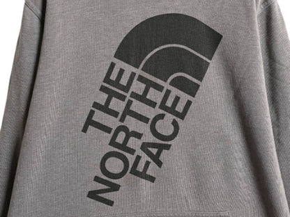 ノースフェイス プリント スウェット フード パーカー メンズ L 古着 The North Face プルオーバー トレーナー 裏起毛 アウトドア グレー