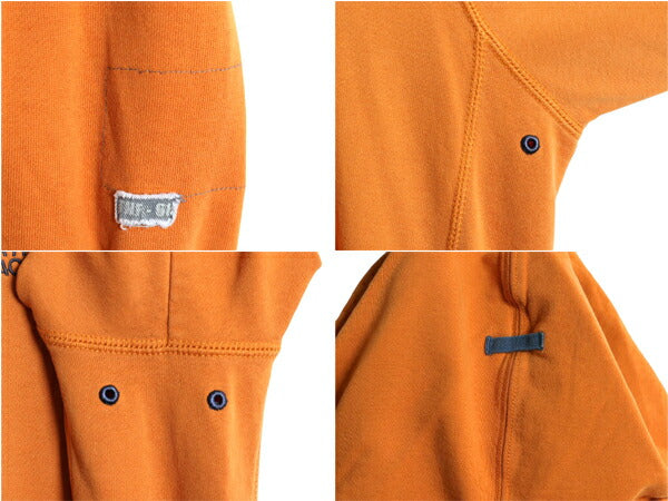 ノースフェイス スウェット フード パーカー メンズ S 古着 The North Face プルオーバー トレーナー スエット 裏起毛 ロゴ 刺繍 オレンジ
