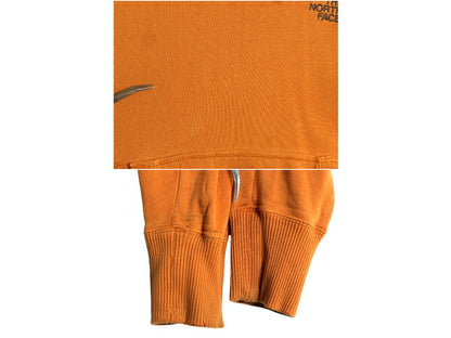 ノースフェイス スウェット フード パーカー メンズ S 古着 The North Face プルオーバー トレーナー スエット 裏起毛 ロゴ 刺繍 オレンジ