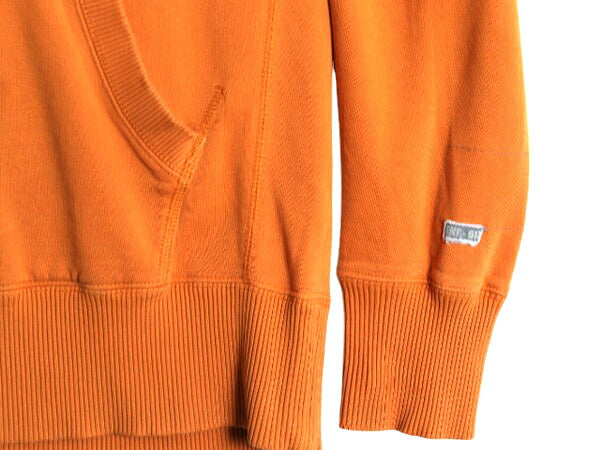 ノースフェイス スウェット フード パーカー メンズ S 古着 The North Face プルオーバー トレーナー スエット 裏起毛 ロゴ 刺繍 オレンジ