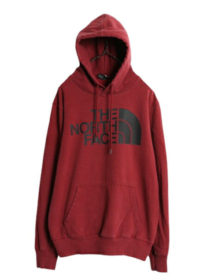 ノースフェイス プリント スウェット フード パーカー メンズ М 古着 The North Face プルオーバー 裏起毛 トレーナー アウトドア エンジ