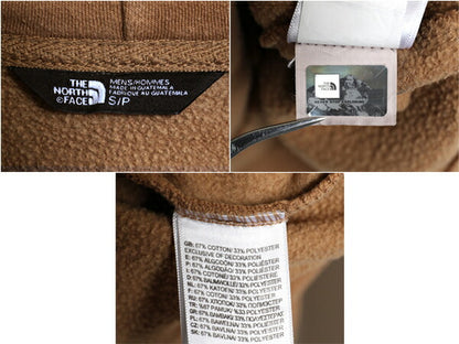 ノースフェイス 両面 プリント スウェット フード パーカー メンズ S 古着 The North Face アウトドア プルオーバー 裏起毛 トレーナー 茶
