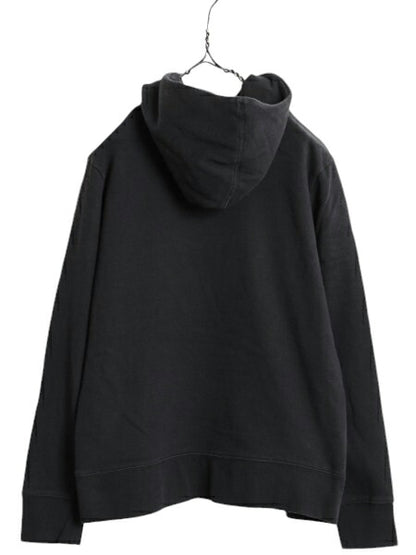 US企画 ノースフェイス プリント スウェット フード パーカー レディース L 古着 The North Face プルオーバー 裏起毛 トレーナー ブラック