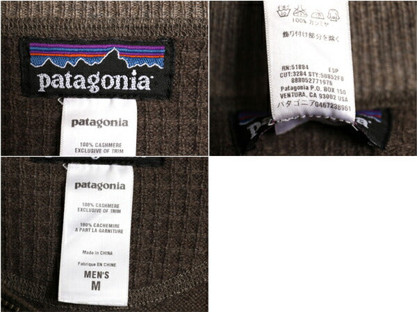 08年製 高級 100% カシミヤ パタゴニア ハーフジップ ニット セーター メンズ М / 古着 PATAGONIA 無地 ハイネック 薄手 無地 ラグラン 茶