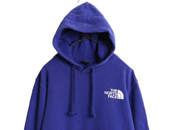 ノースフェイス 両面 プリント スウェット フード パーカー メンズ M / 古着 The North Face アウトドア トレーナー プルオーバー ブルー