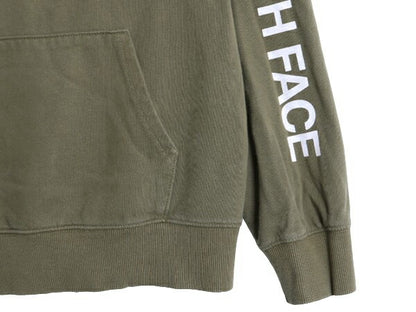 ノースフェイス イラスト プリント スウェット フード パーカー メンズ L 古着 The North Face プルオーバー 裏起毛 アウトドア 袖プリント