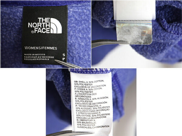 ノースフェイス プリント スウェット フード パーカー レディース S / The North Face アウトドア トレーナー 裏起毛 プルオーバー ブルー