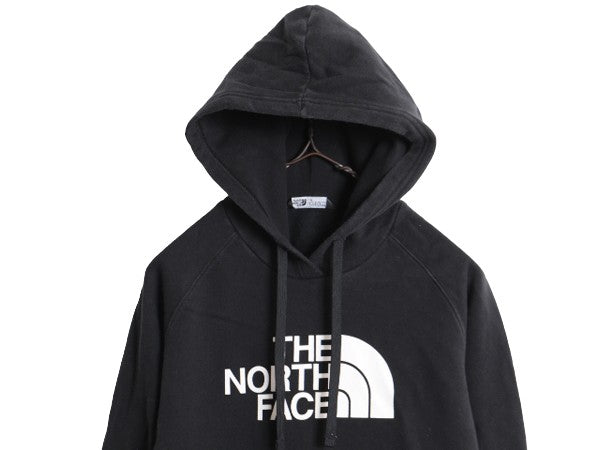 US企画 ノースフェイス プリント スウェット フード パーカー レディース S / 古着 The North Face アウトドア トレーナー 裏起毛 ブラック