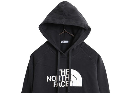 US企画 ノースフェイス プリント スウェット フード パーカー レディース S / 古着 The North Face アウトドア トレーナー 裏起毛 ブラック