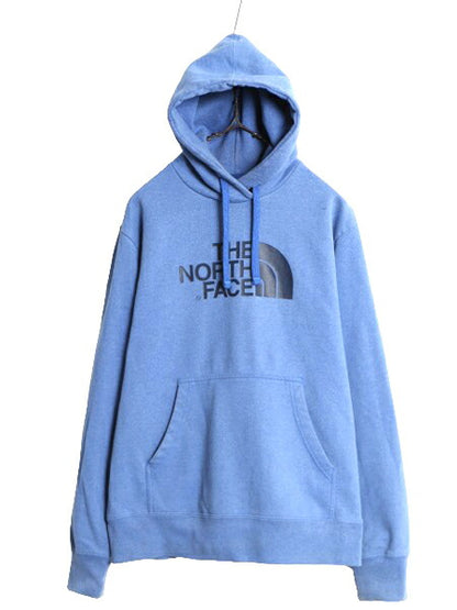 ノースフェイス プリント スウェット フード パーカー メンズ М 古着 The North Face プルオーバー 裏起毛 トレーナー アウトドア ブルー